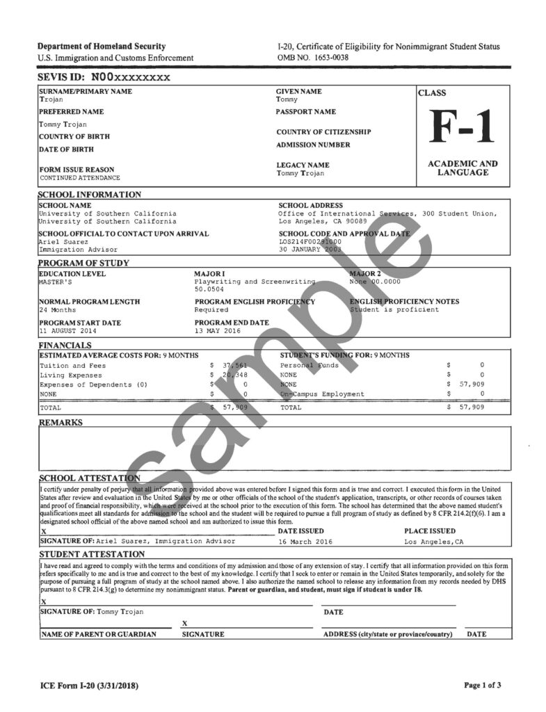 I20 USA Student Visa